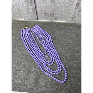 Multi-Strand Purple Statement Beaded Necklace 15" Lightweight Womens Fashion
